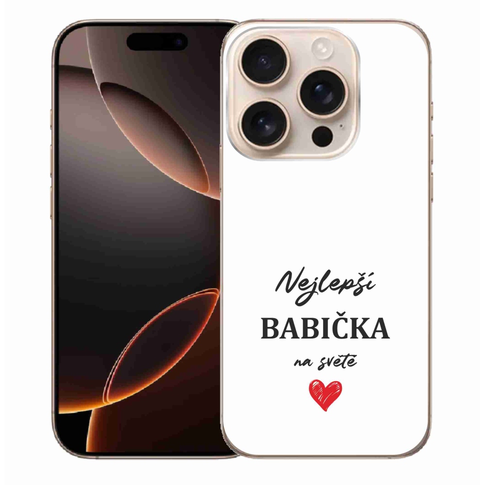 Gelový kryt mmCase na iPhone 16 Pro Max - nejlepší babička 1 bílé pozadí