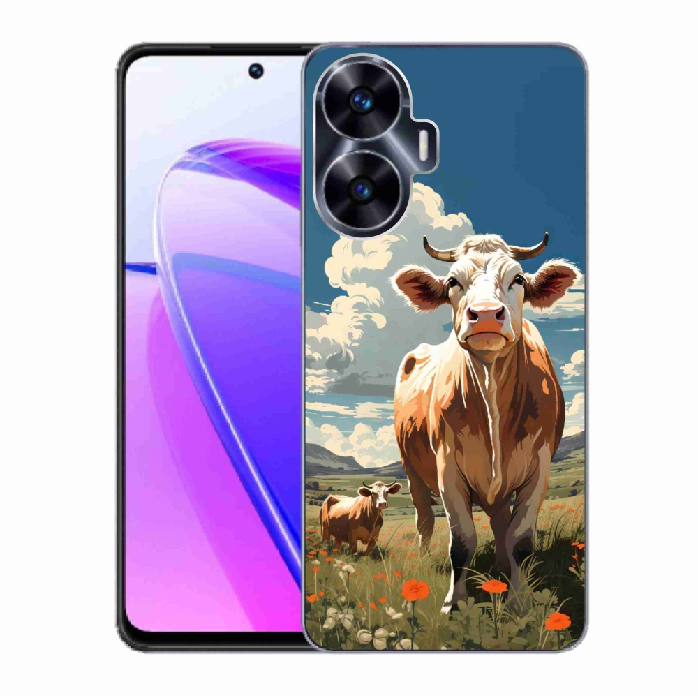 Gelový kryt mmCase na Realme C55 - krávy na louce