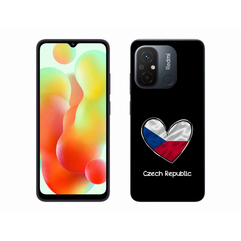 Gelový kryt mmCase na Xiaomi Redmi 12C - vlajka srdce černé pozadí