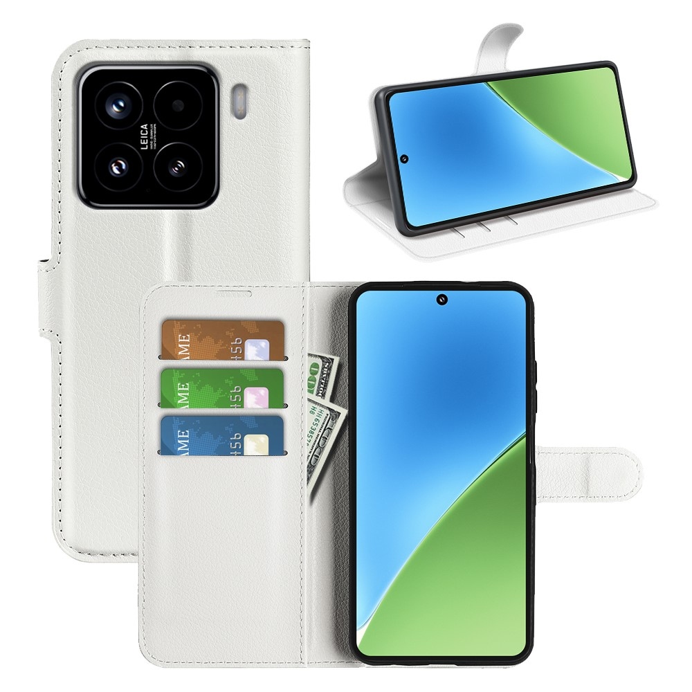 Litchi knížkové pouzdro na Xiaomi 15 - bílé