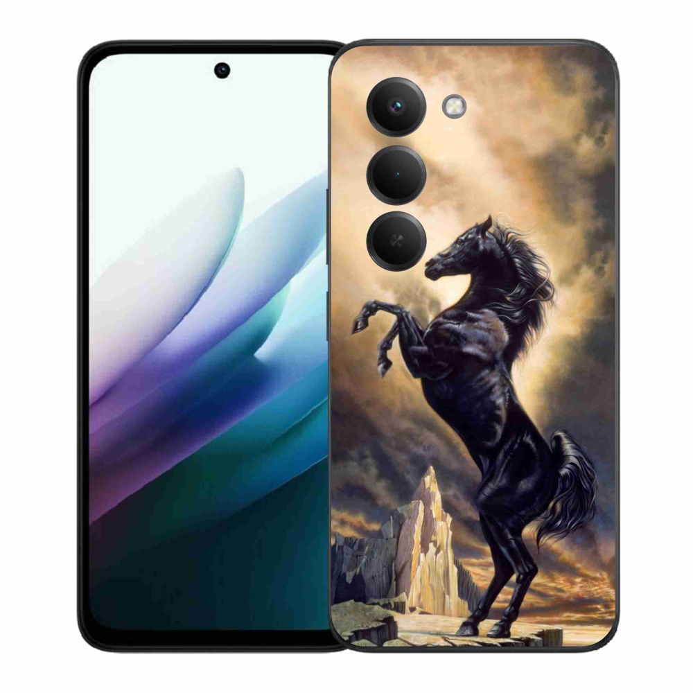 Gelový kryt mmCase na Xiaomi Redmi 15 4G/5G (171mm) - černý kreslený kůň