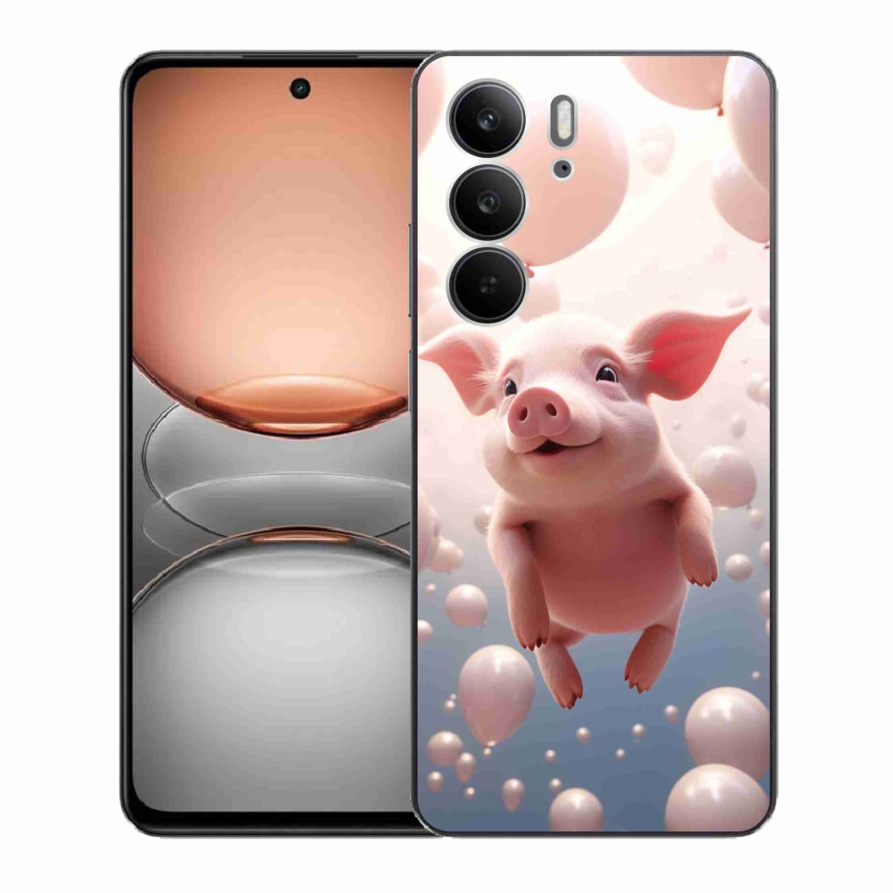Gelový kryt mmCase na Realme C75 - prasátko s balónky