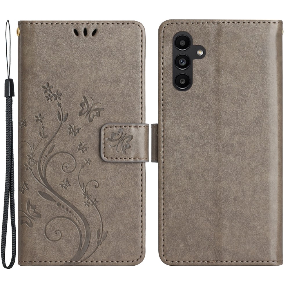 Flowers knížkové pouzdro na Samsung Galaxy A05s - šedé