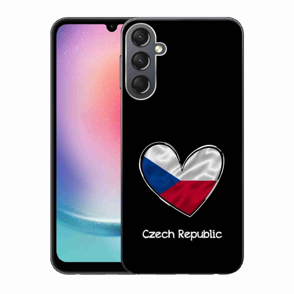 Gelový kryt mmCase na Samsung Galaxy A24 - vlajka srdce černé pozadí