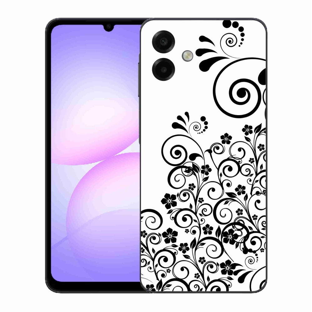 Gelový kryt mmCase na Samsung Galaxy A07 4G - černobílé květinové vzory