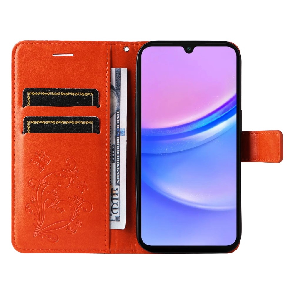 Big Butterfly knížkové pouzdro na Samsung Galaxy A16 4G/5G/A26 5G - oranžové