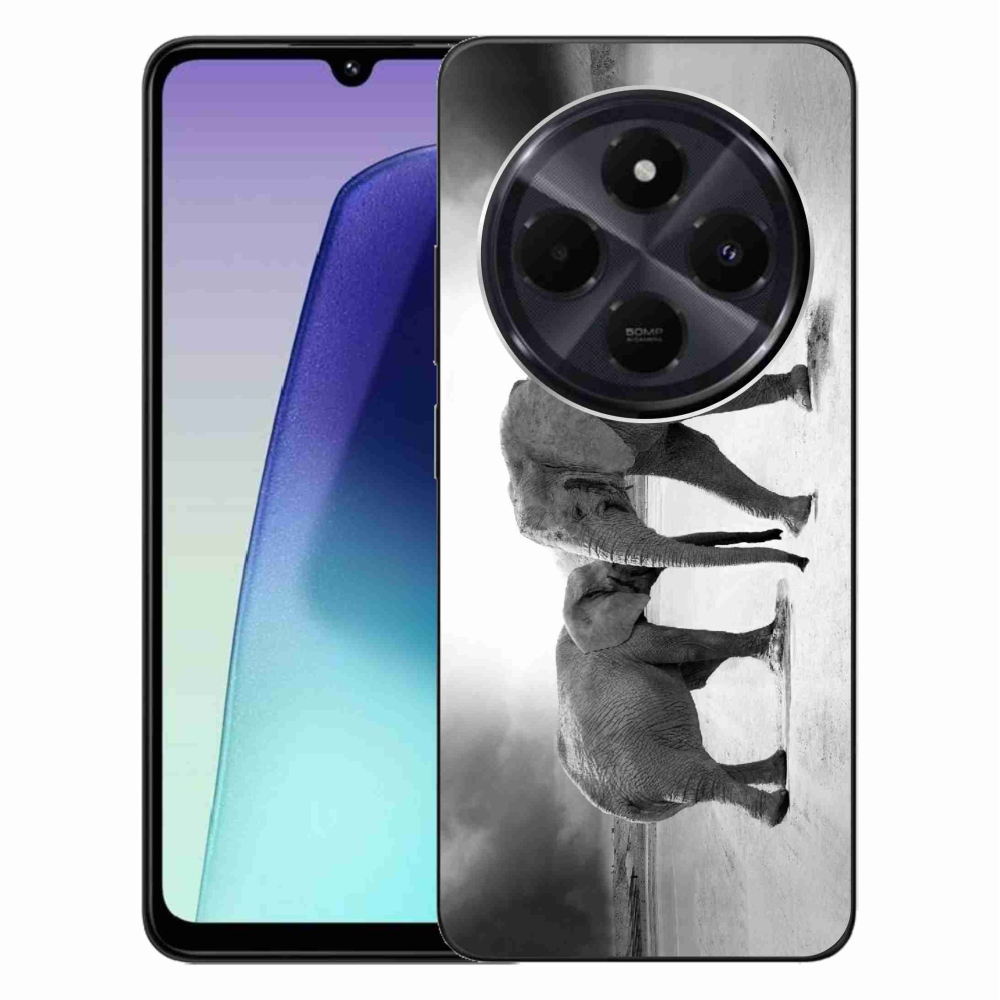 Gelový kryt mmCase na Xiaomi Redmi 14C/Poco C75 - černobílí sloni