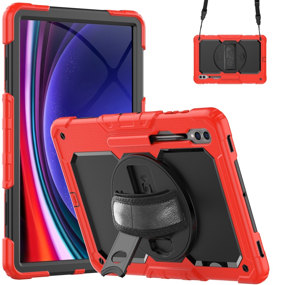 Kick odolný kryt s úchopem na ruku na Samsung Galaxy Tab S9 Ultra/Tab S10 Ultra - červený