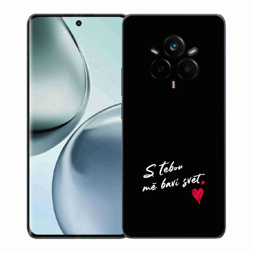 Gelový kryt mmCase na Realme 14 Pro+ 5G - zamilovaný text 1 černé pozadí