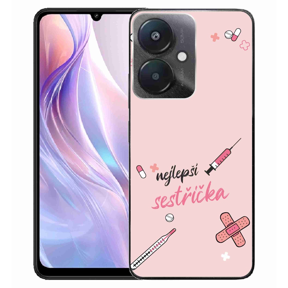 Gelový kryt mmCase na Xiaomi Redmi 13C 5G  - nejlepší sestřička růžové pozadí