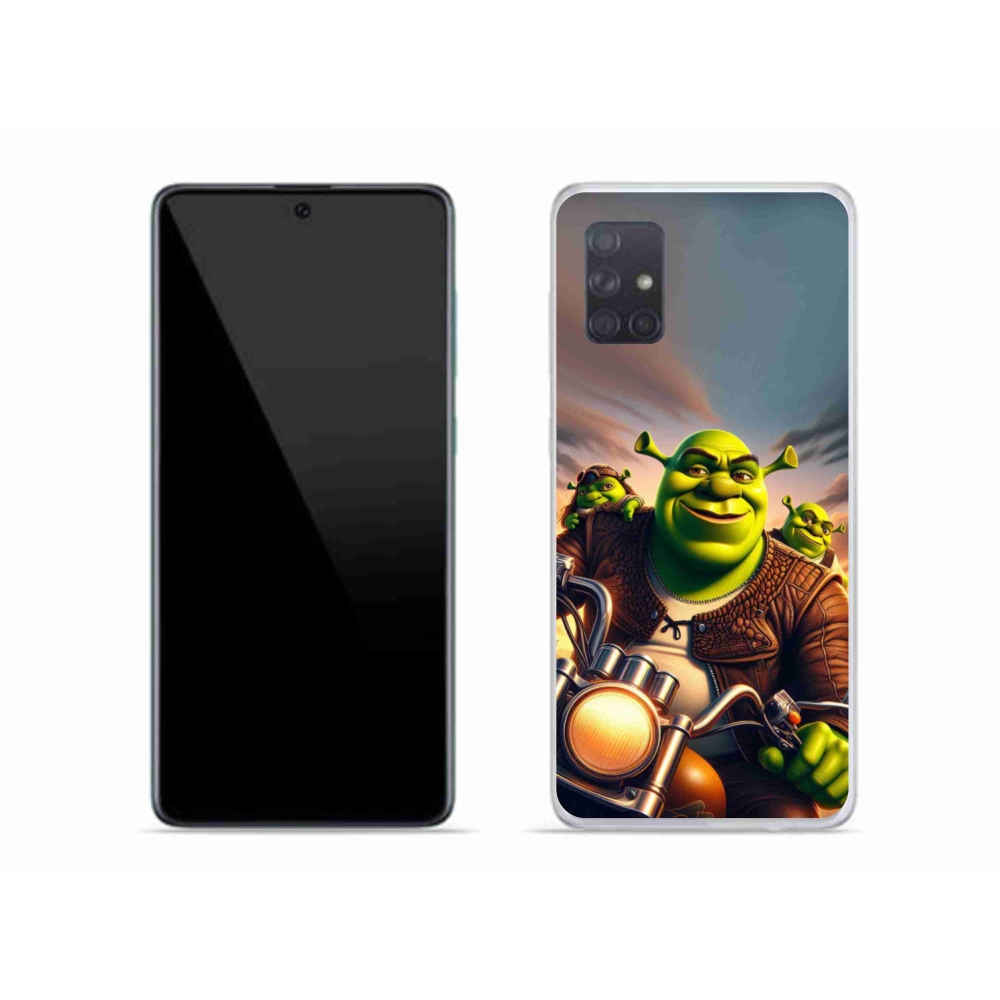Gelový kryt mmCase na Samsung Galaxy A71 - shrek na motorce