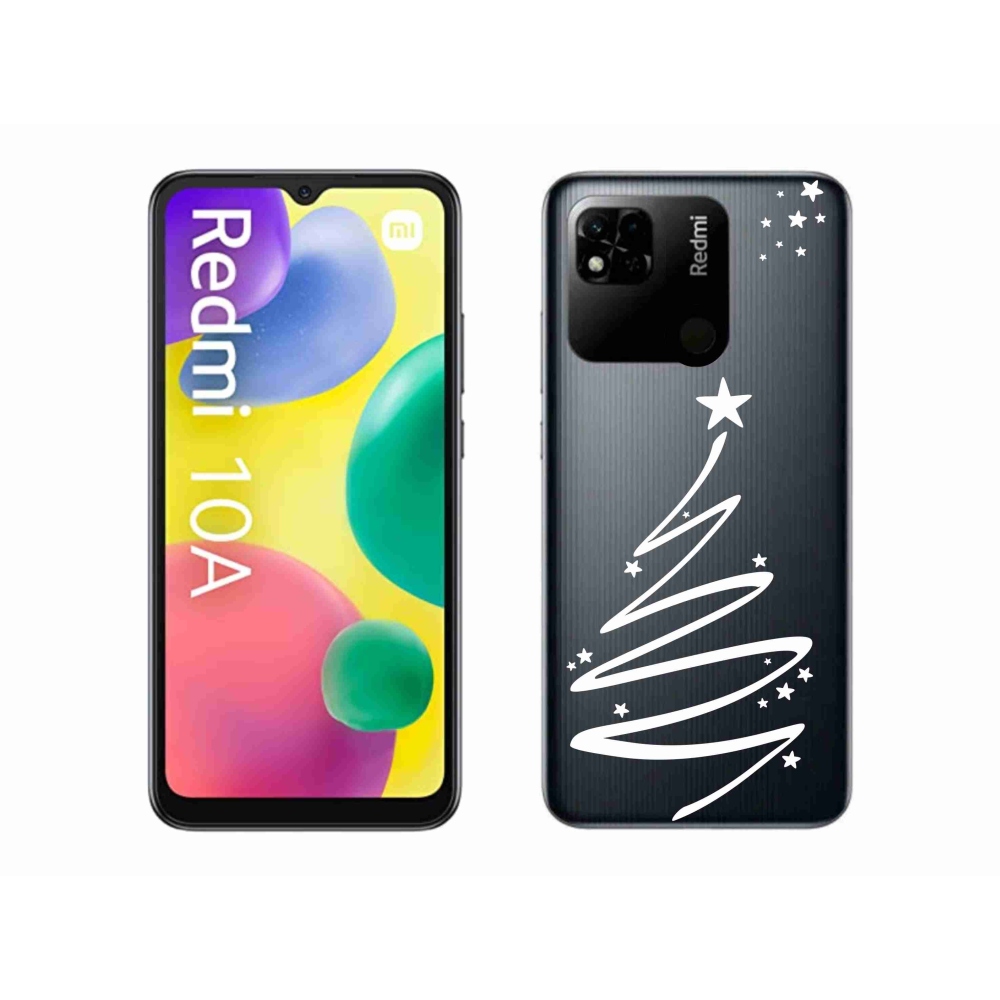Gelový kryt mmCase na Xiaomi Redmi 10A - bílý stromeček na průhledném pozadí
