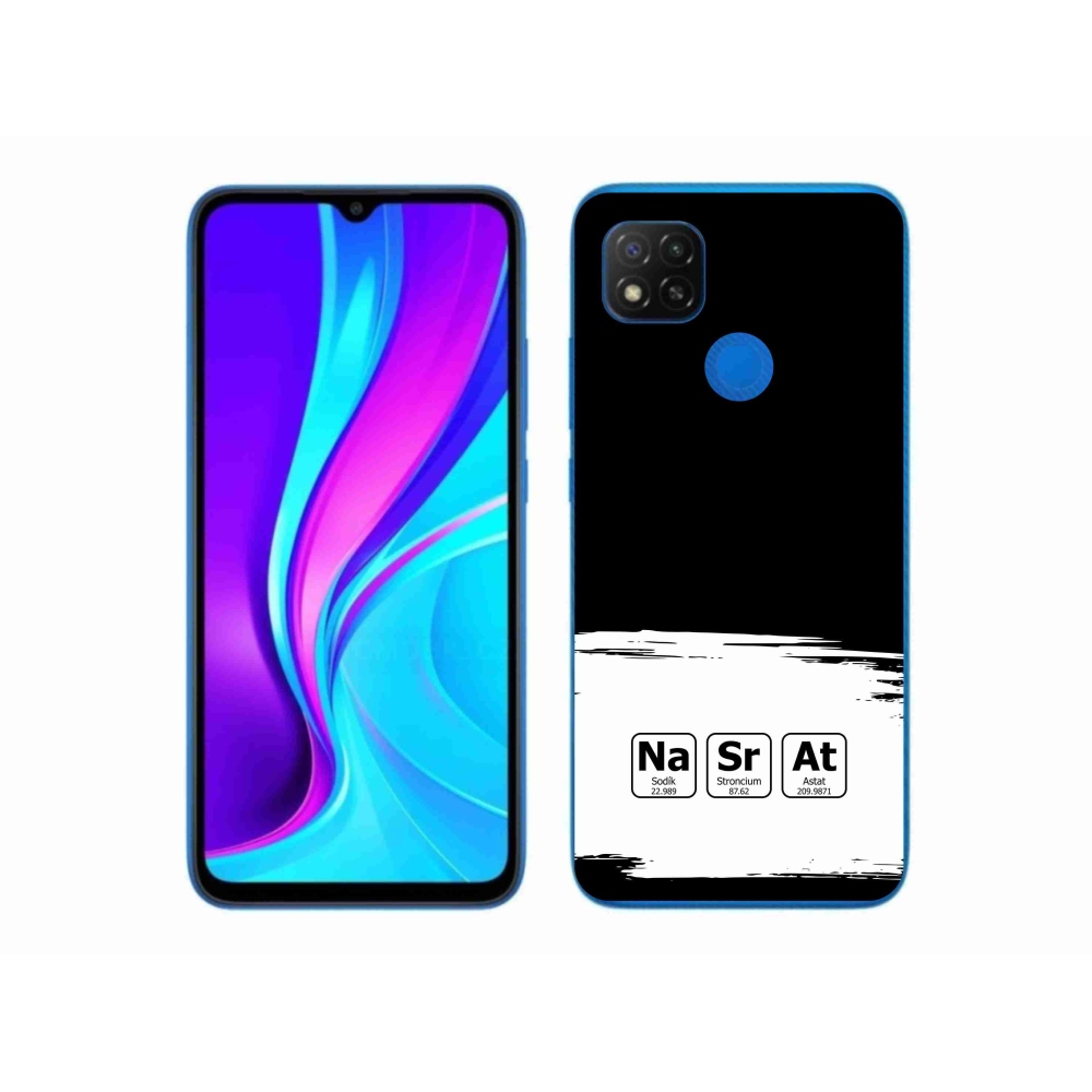 Gelový kryt mmCase na Xiaomi Redmi 9C - chemické prvky bíločerné pozadí