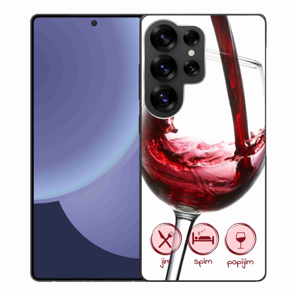 Gelový kryt mmCase na Samsung Galaxy S25 Ultra - sklenička vína červené