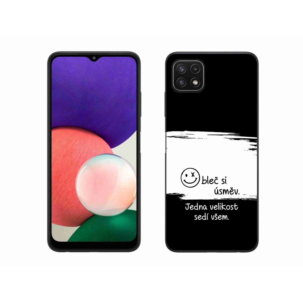 Gelový kryt mmCase na Samsung Galaxy A22 5G - vtipný text 8 bíločerné pozadí
