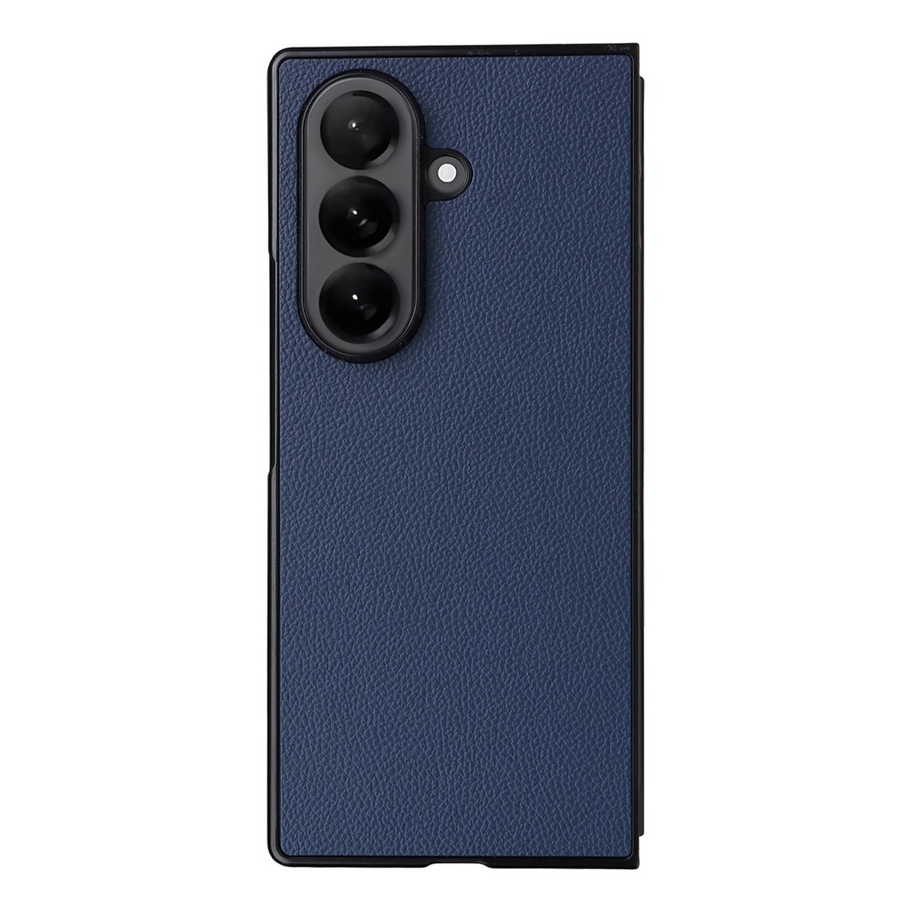 Leather plastový obal potažený umělou kůží na Samsung Galaxy Z Fold7 5G - tmavěmodrý