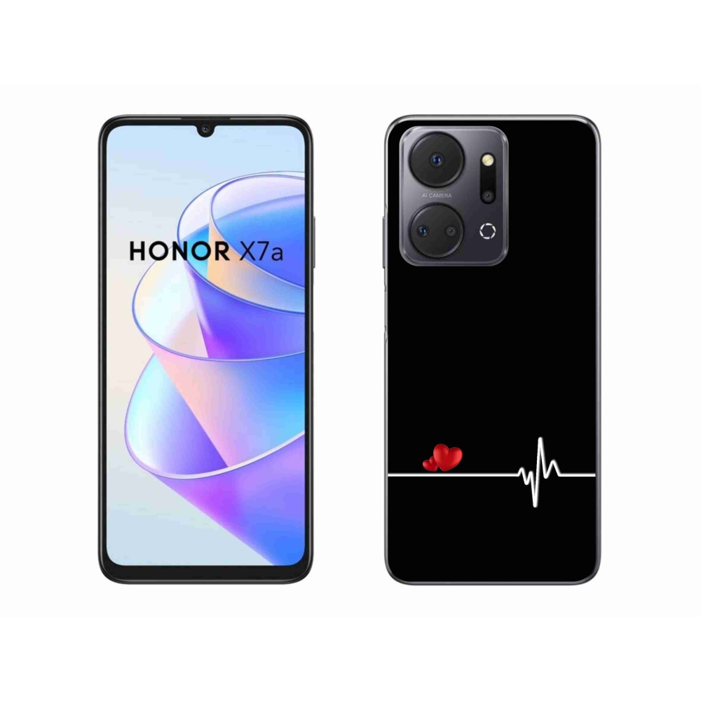 Gelový kryt mmCase na Honor X7a - srdce a tep černé pozadí