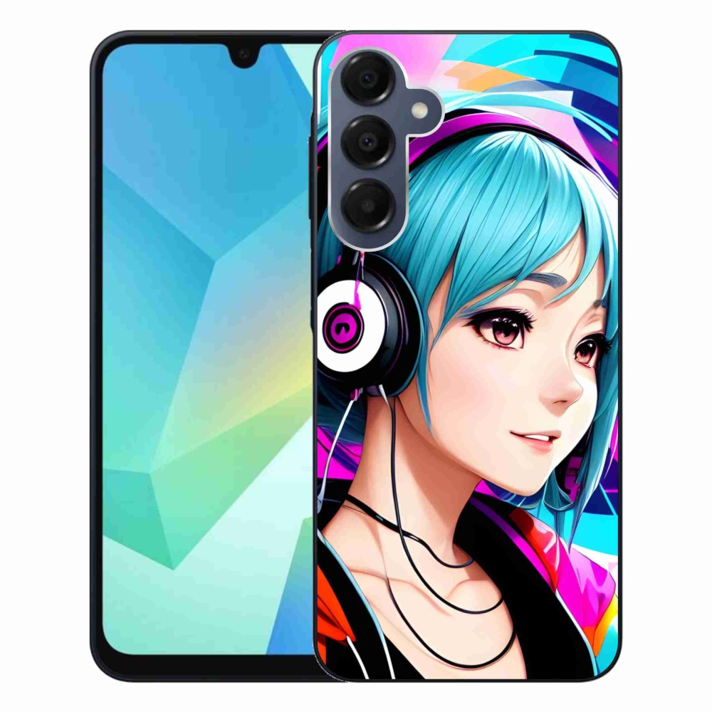 Gelový kryt mmCase na Samsung Galaxy A16 4G/5G - dívka se sluchátky