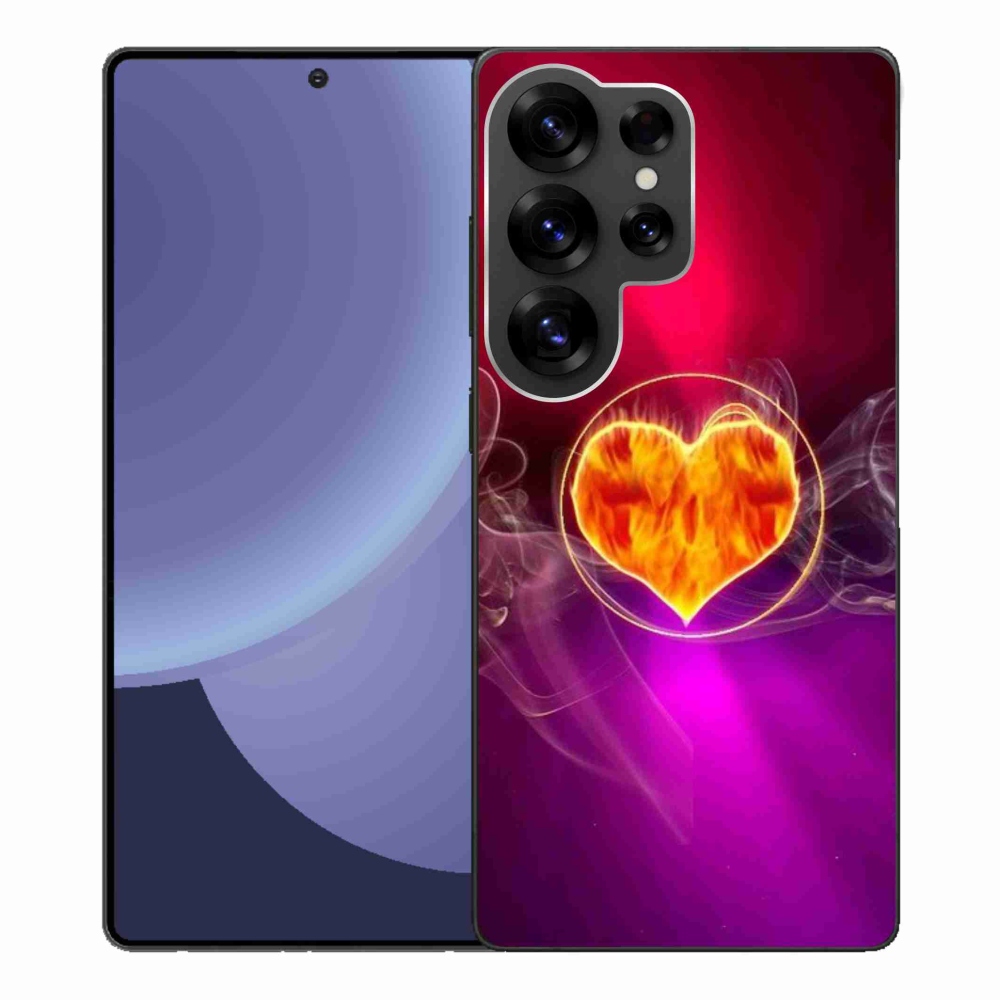 Gelový kryt mmCase na Samsung Galaxy S25 Ultra - ohnivé srdce