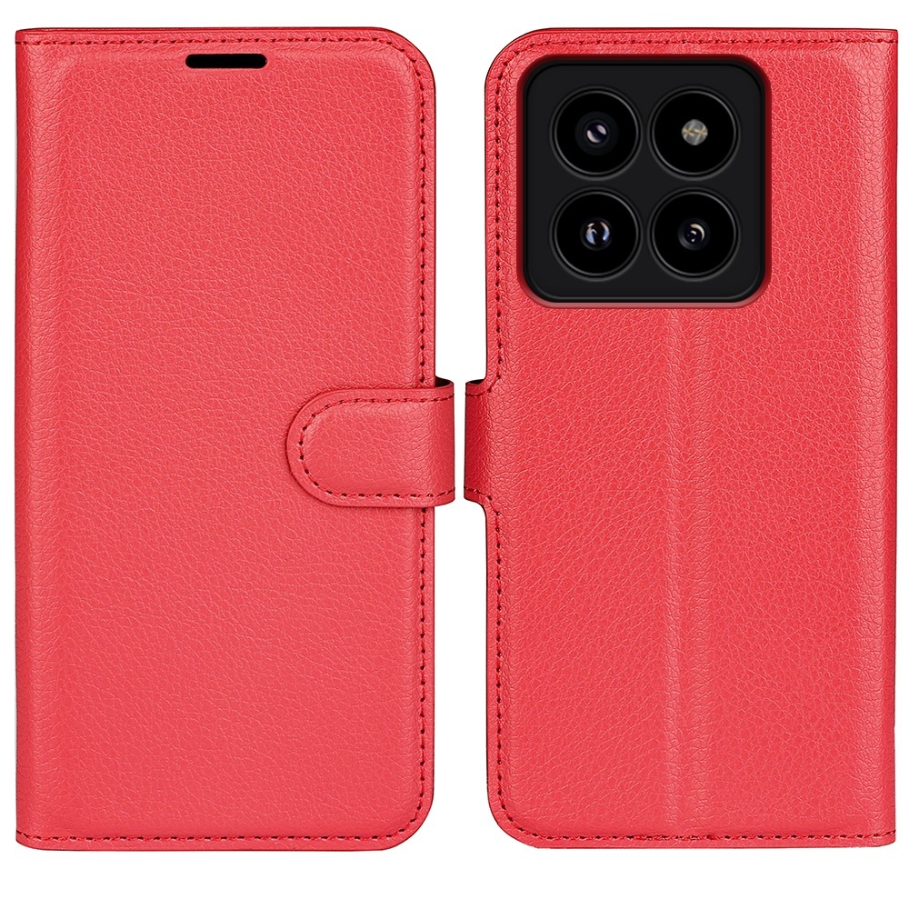 Litchi knížkové pouzdro na Xiaomi 14 Pro - červené