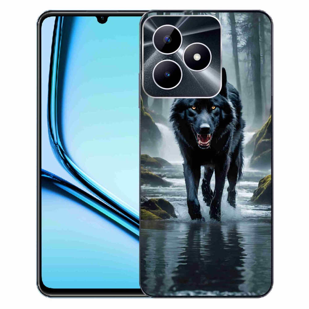 Gelový kryt mmCase na Realme Note 50 - černý vlk