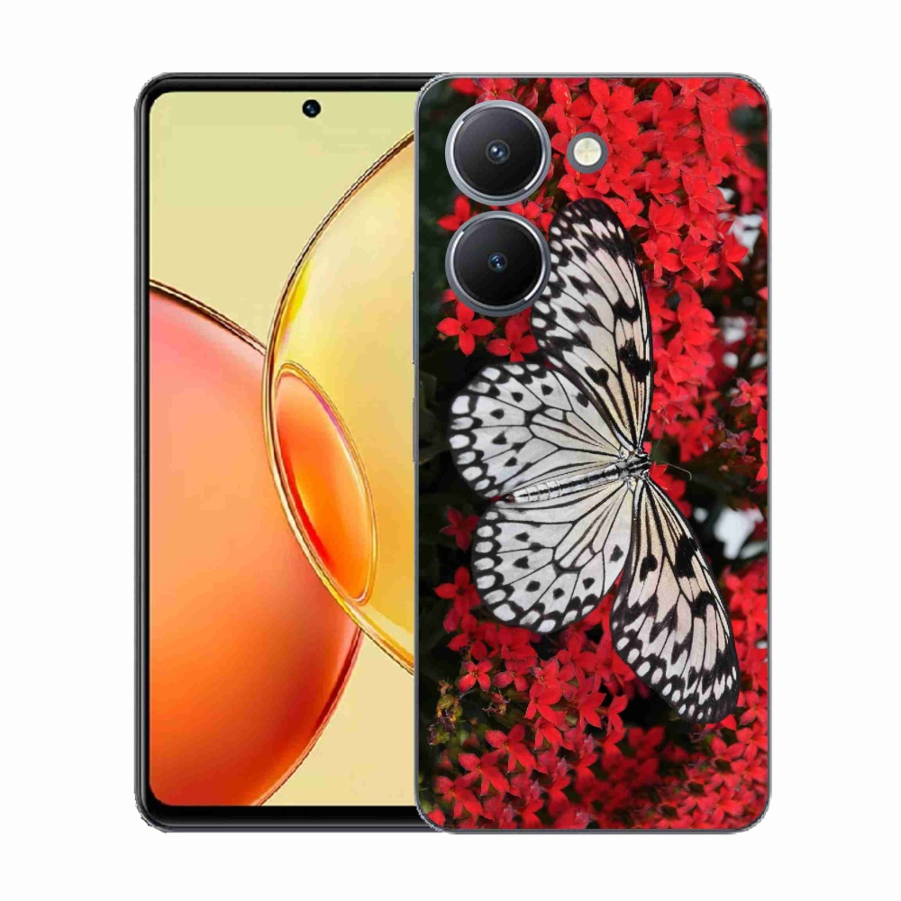 Gelový kryt mmCase na Vivo Y36 - černobílý motýl 1