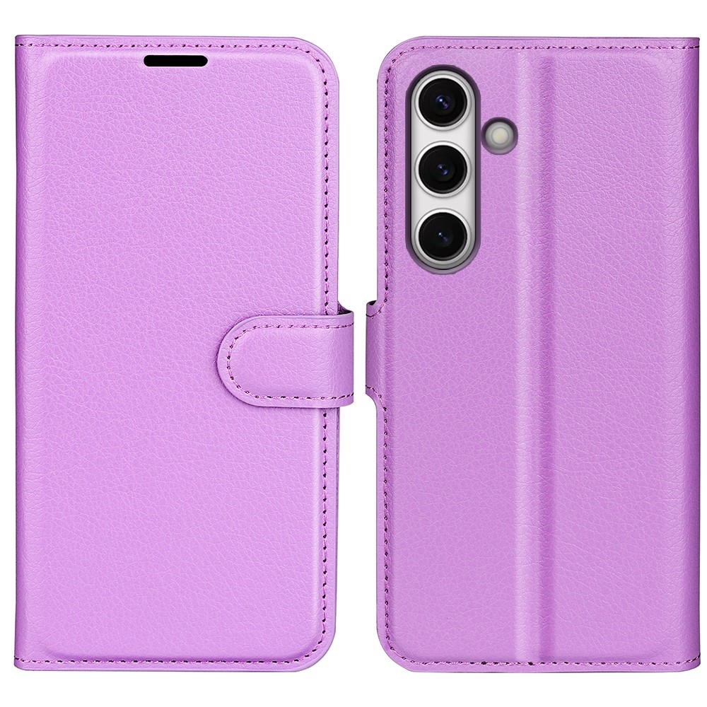 Litchi knížkové pouzdro na Samsung Galaxy S24 FE - fialové