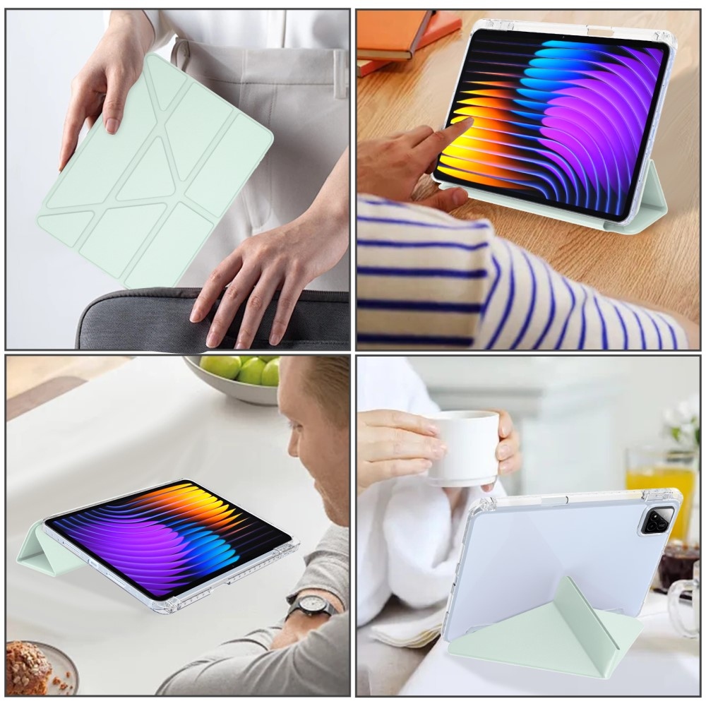 Origami chytré polohovací pouzdro na tablet Xiaomi Pad 7/7 Pro - světlezelené