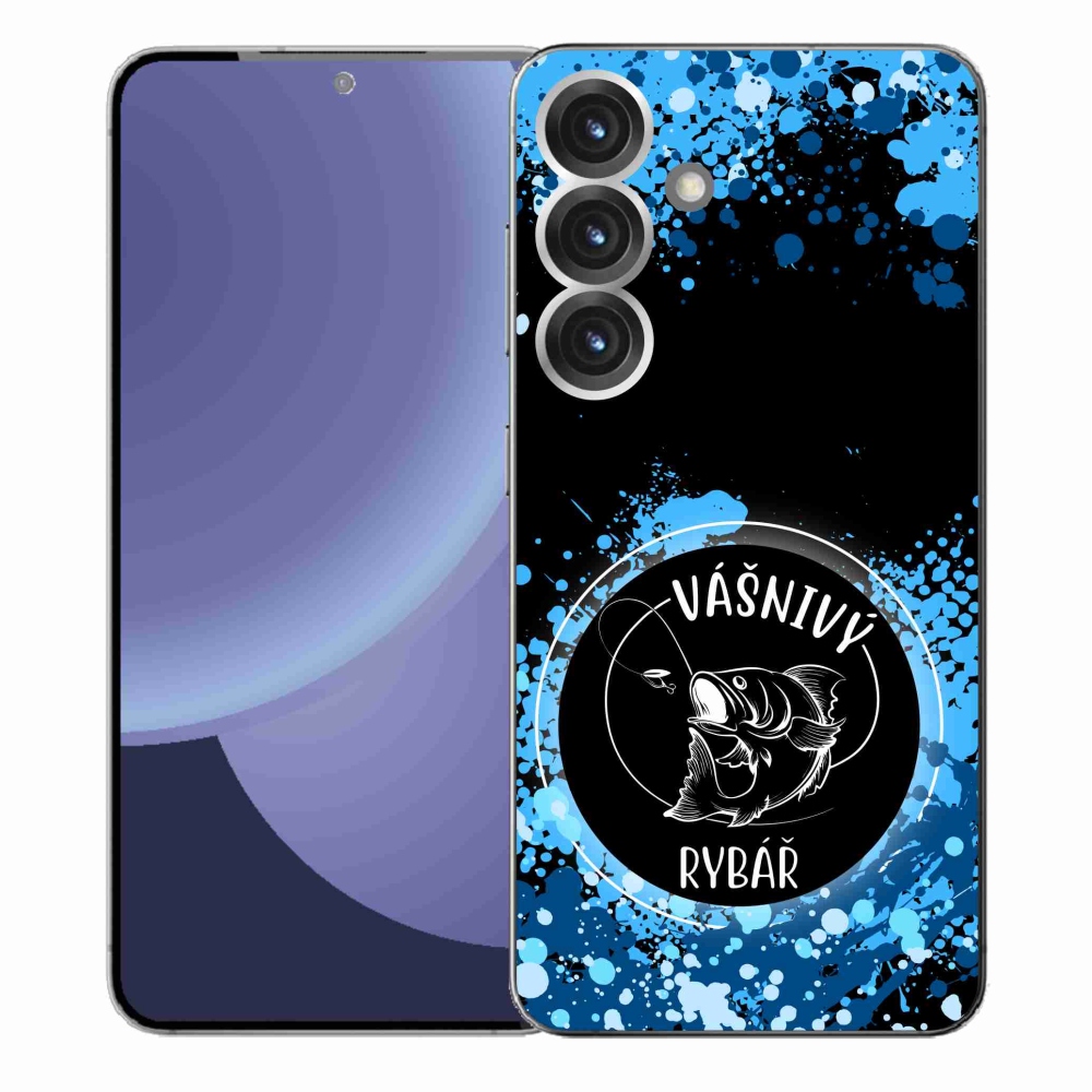 Gelový kryt mmCase na Samsung Galaxy S25+ - vášnivý rybář černé pozadí