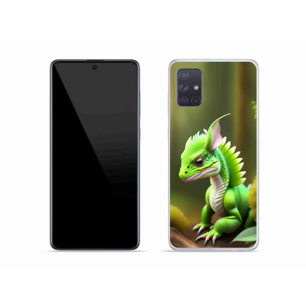 Gelový kryt mmCase na Samsung Galaxy A51 - zelený dráček