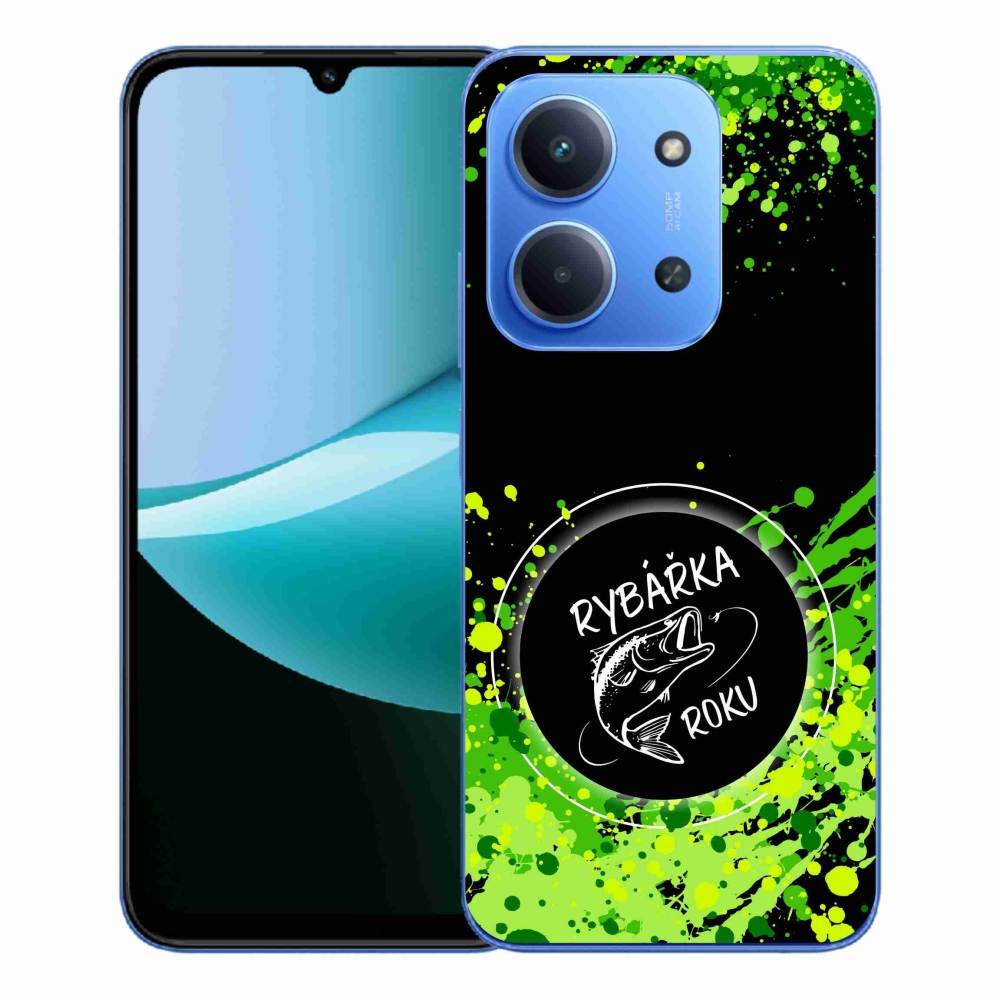 Gelový kryt mmCase na Xiaomi Redmi 15C 4G/5G (173mm) - rybářka roku černé pozadí