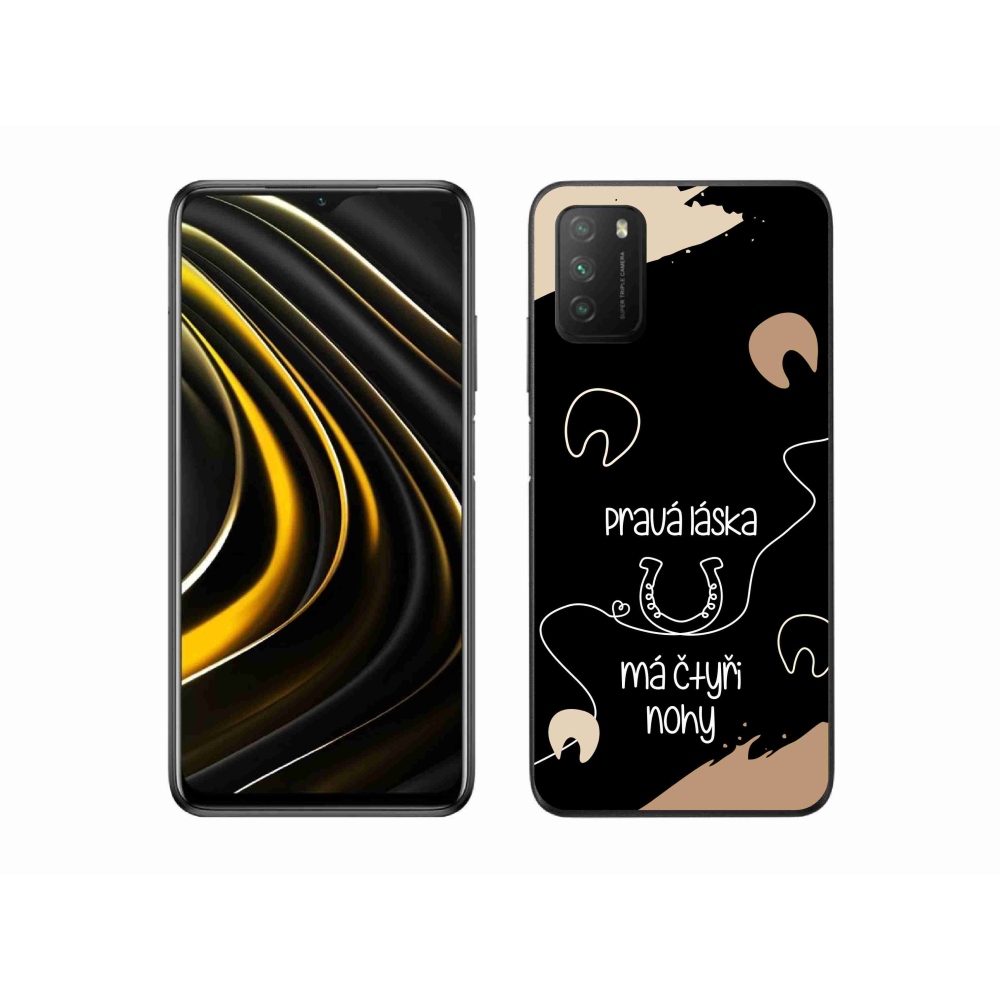 Gelový kryt mmCase na Xiaomi Poco M3 - koňský motiv černé pozadí