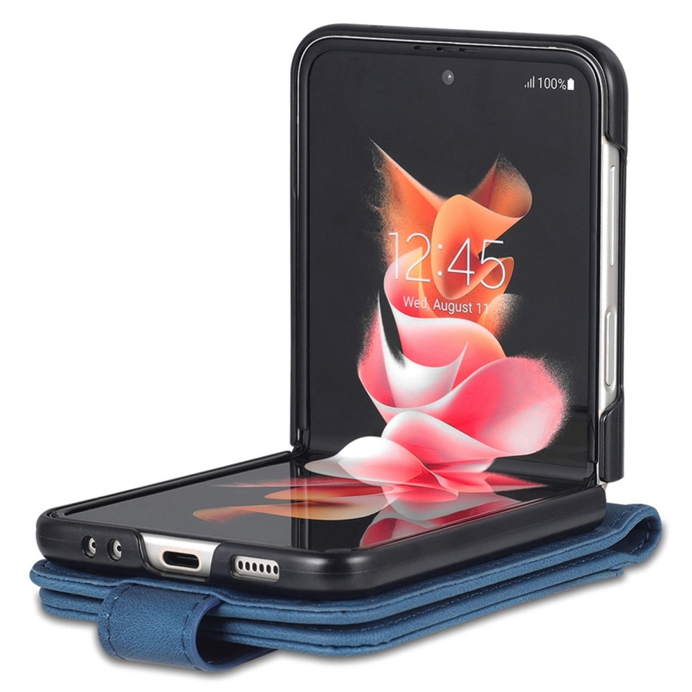 AZNS plastový kryt s PU kůží na Samsung Galaxy Z Flip5 5G - modrý