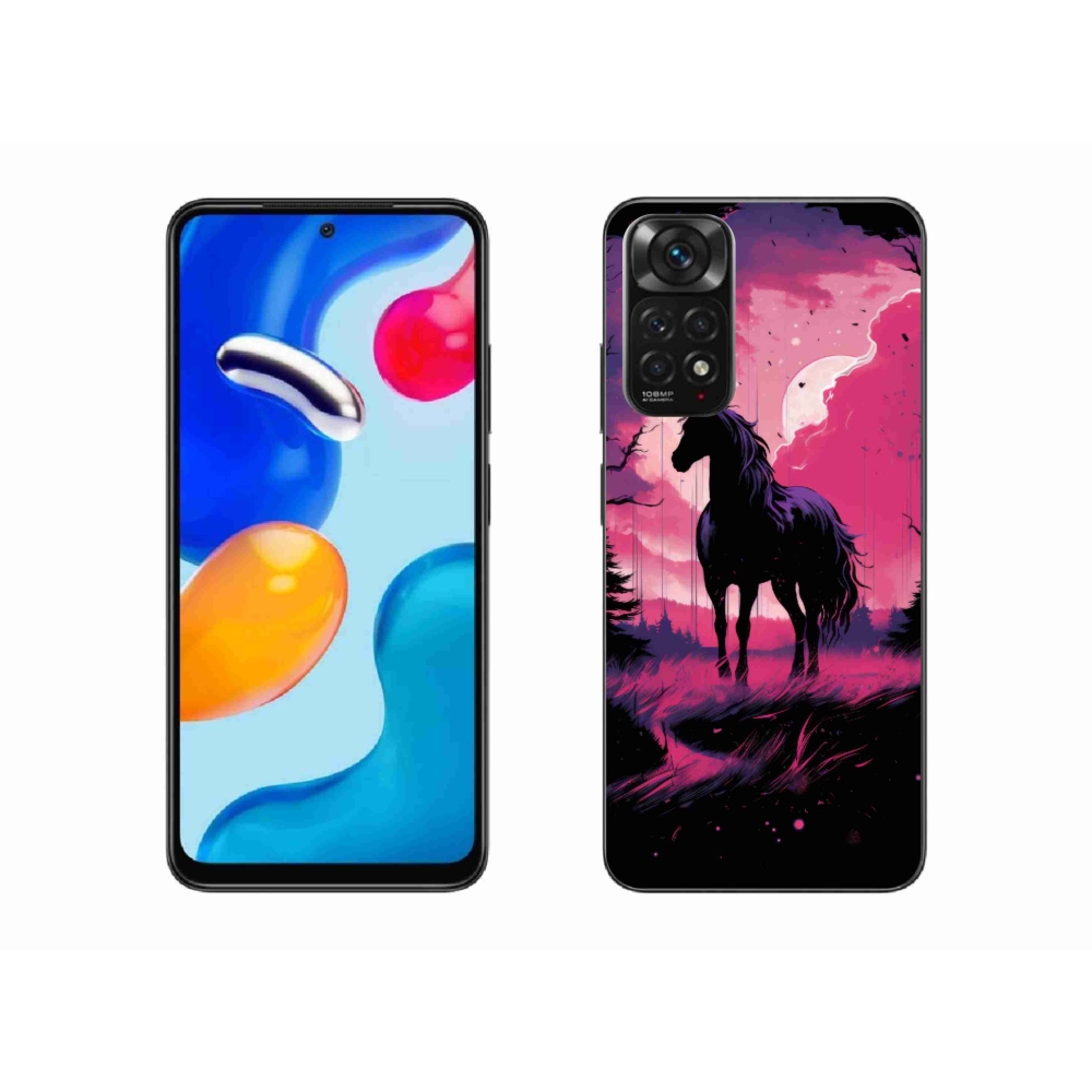 Gelový kryt mmCase na Xiaomi Redmi Note 11 4G - černý kreslený kůň 1