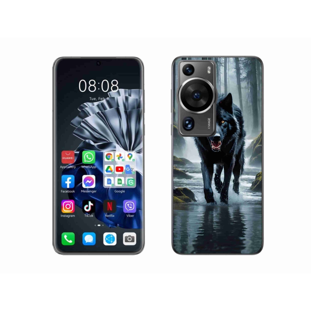 Gelový kryt mmCase na Huawei P60 Pro - černý vlk