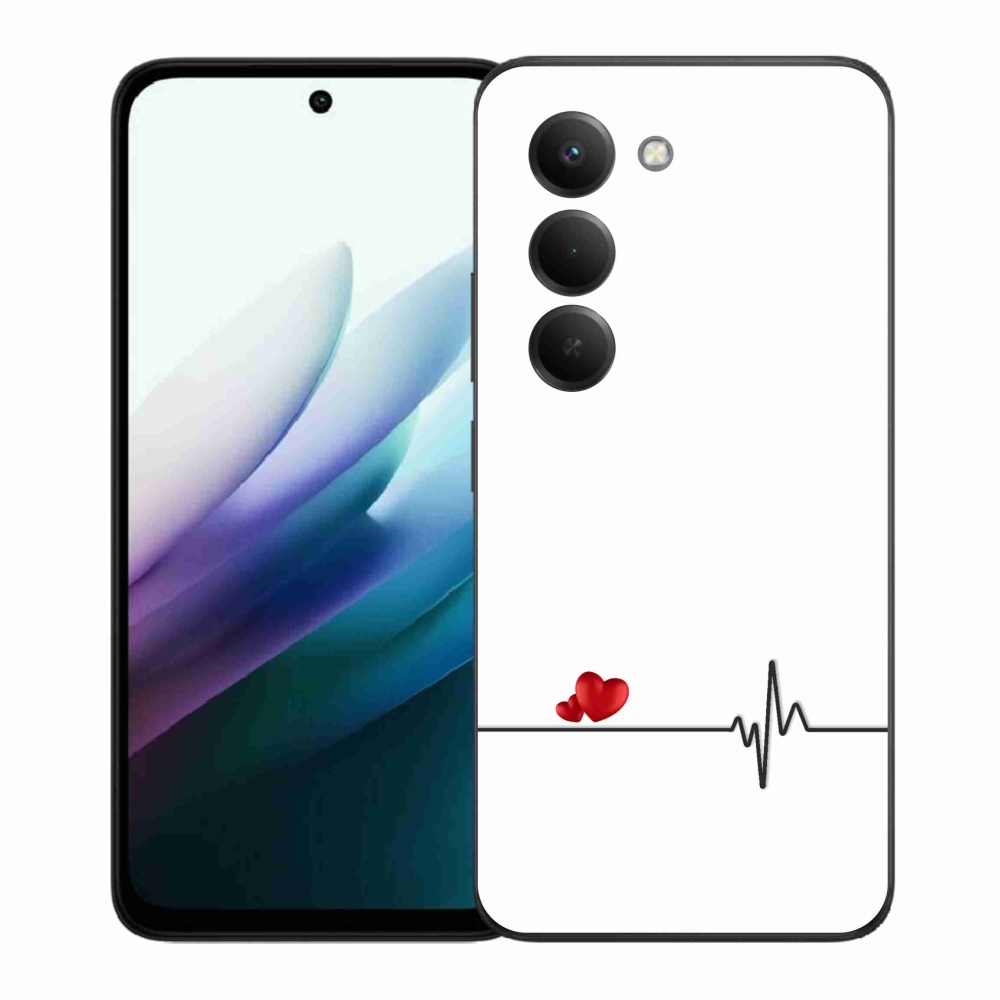 Gelový kryt mmCase na Xiaomi Redmi 15 4G/5G (171mm) - srdce a tep bílé pozadí