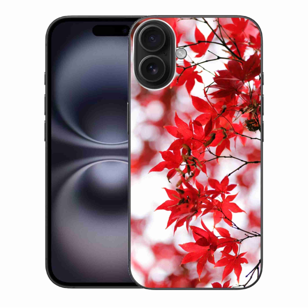 Gelový kryt mmCase na iPhone 16 Plus - červené listy