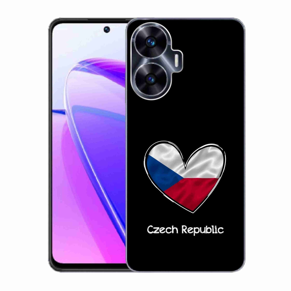 Gelový kryt mmCase na Realme C55 - vlajka srdce černé pozadí