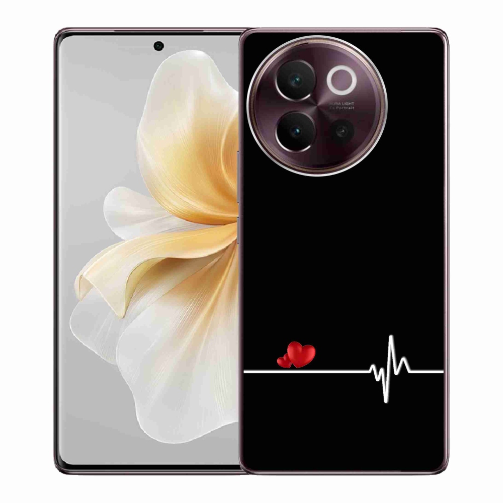 Gelový kryt mmCase na Vivo V40 Lite 5G - srdce a tep černé pozadí