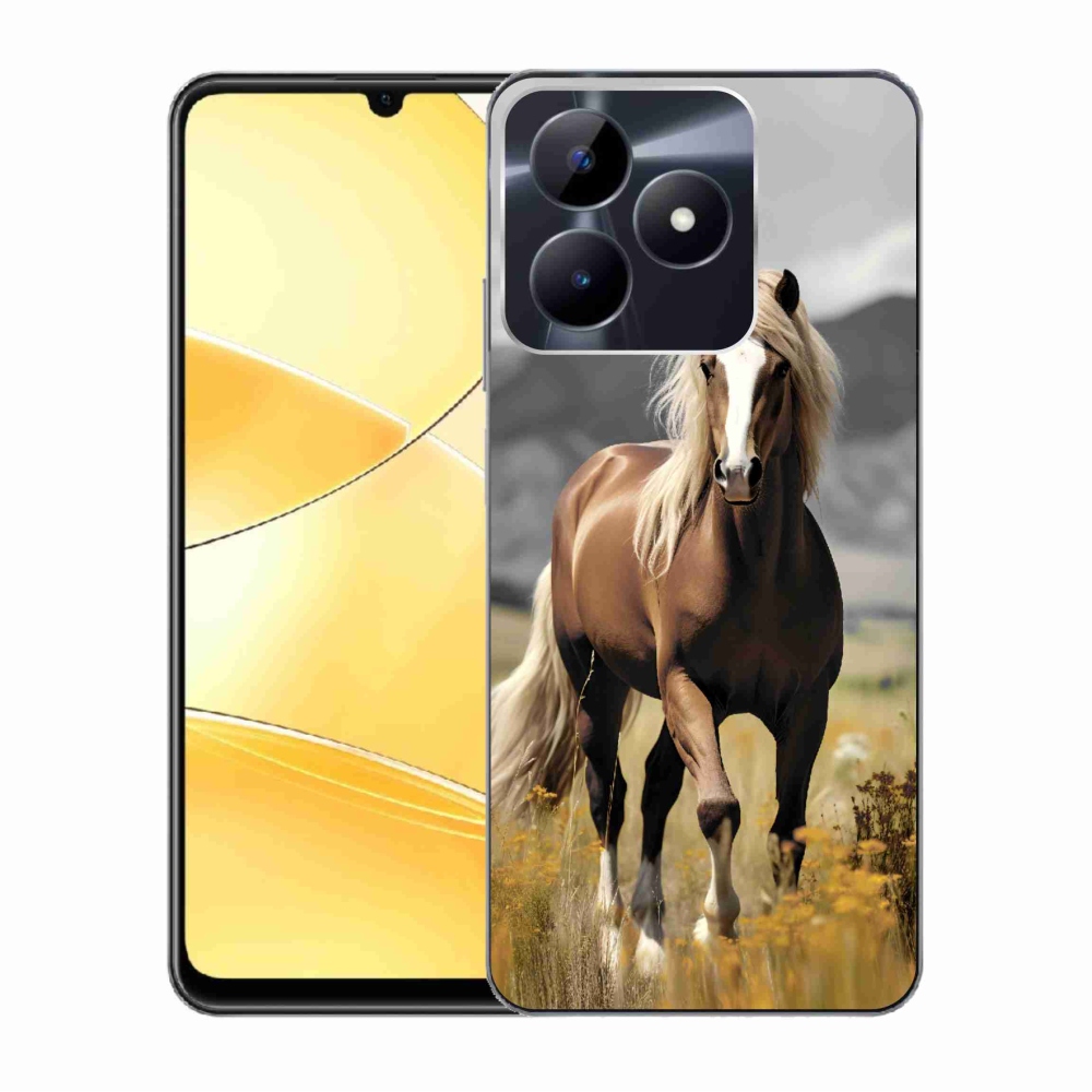 Gelový kryt mmCase na Realme C51/C53 - hnědý kůň 1