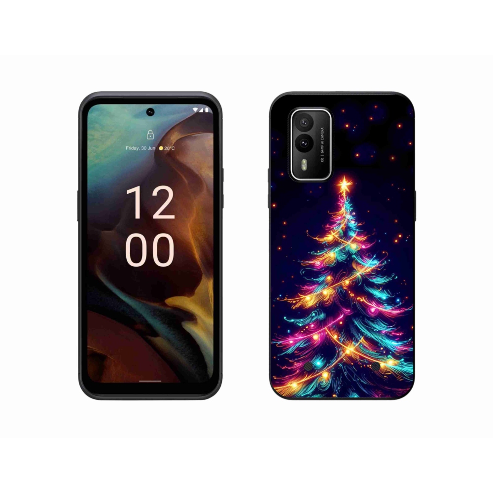 Gelový kryt mmCase na Nokia XR21 - neonový vánoční stromek