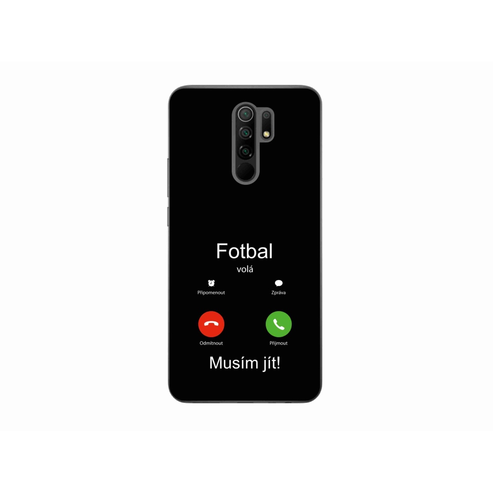 Gelový kryt mmCase na Xiaomi Redmi 9 - fotbal volá černé pozadí