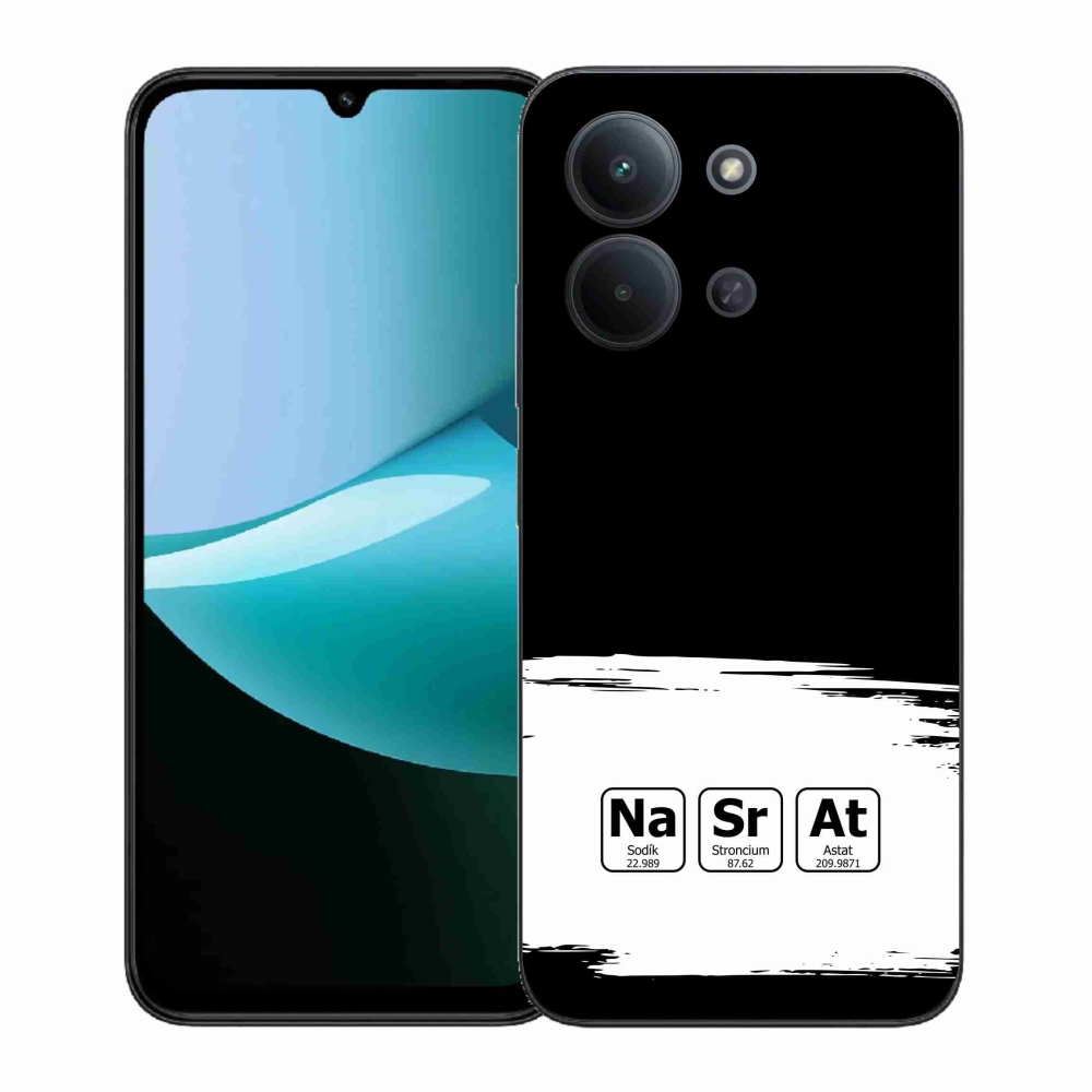 Gelový kryt mmCase na Xiaomi Redmi 15C 4G (171mm)/Poco C85 4G (171mm) - chemické prvky bíločerné pozadí