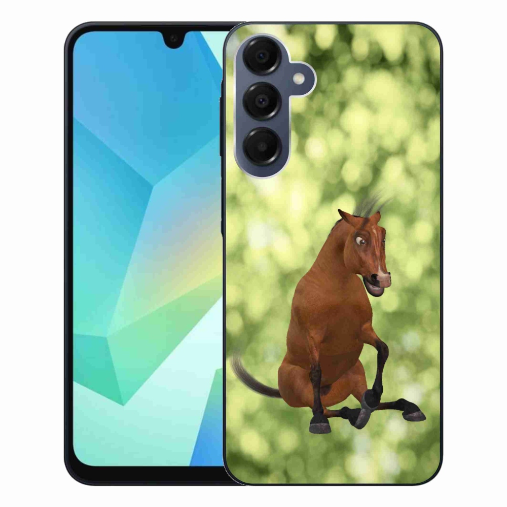 Gelový kryt mmCase na Samsung Galaxy A16 4G/5G - hnědý kreslený kůň 1