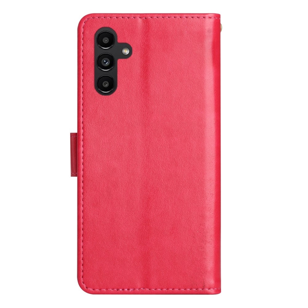 Flowers knížkové pouzdro na Samsung Galaxy A05s - červené