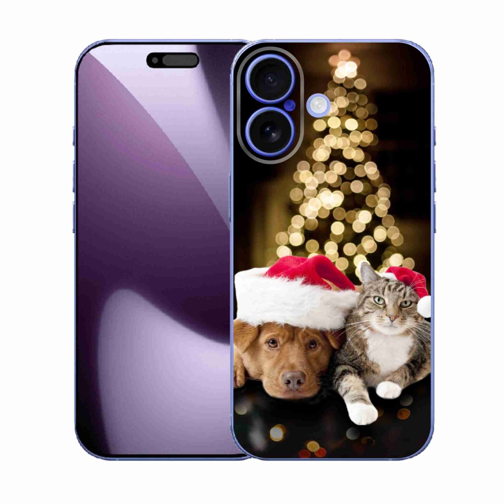 Gelový kryt mmCase na iPhone 17 - vánoční pes a kočka