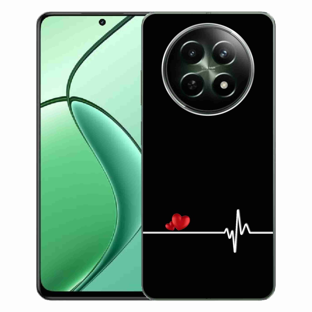 Gelový kryt mmCase na Realme 12 5G/12x 5G - srdce a tep černé pozadí