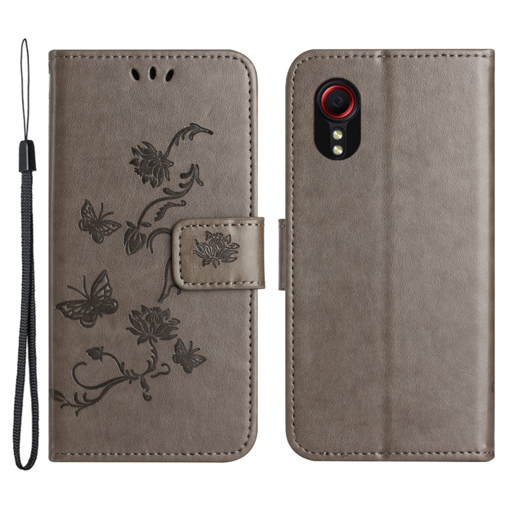 Flower knížkové pouzdro na Samsung Galaxy Xcover 7 - šedé