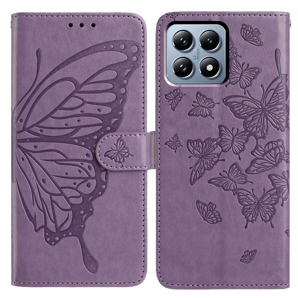 Floral Butterfly knížkové pouzdro na Xiaomi 15T - fialové