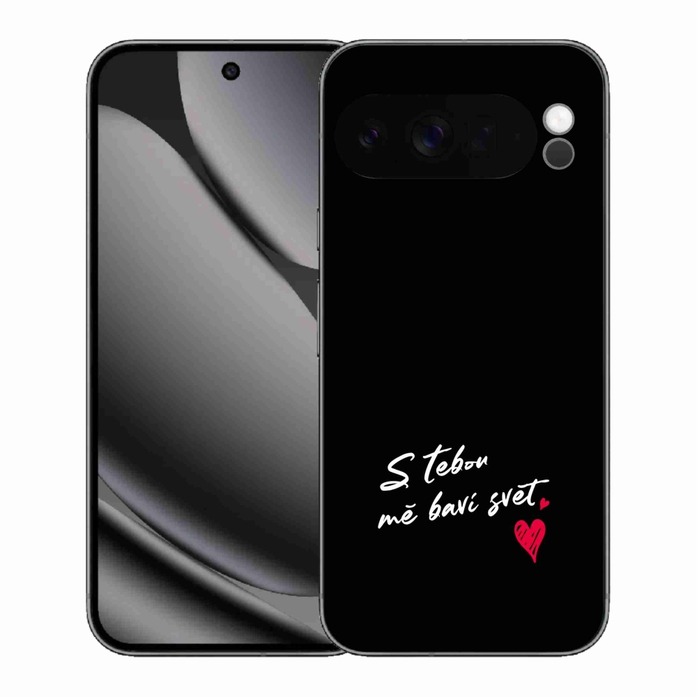 Gelový kryt mmCase na Google Pixel 10 Pro XL - zamilovaný text 1 černé pozadí